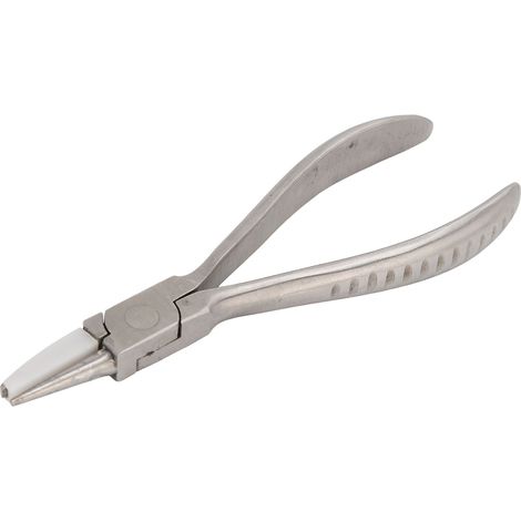 Pince à lunettes en acier inoxydable, poignée ondulée, ajustement et réparation de montures, outil de précision, forme courbée, robuste. (1/5)