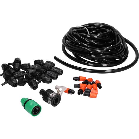 Système d'irrigation de jardin avec tuyau de 10 m (8/11 pouces) et 10 micro-buses d'arrosage réglables. (1/5)