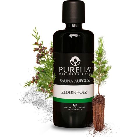PURELIA Saunaaufguss Konzentrat Zedernholz 100 ml natürlicher Sauna-aufguss - reine ätherische Öle
