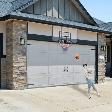Canestro da basket da parete 112x72 cm in ferro nero e blu, interno/esterno – MEUBLIV (1/5)