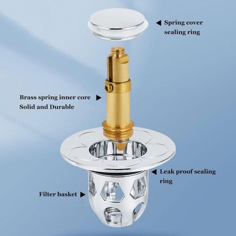 2 Pièces Bonde de Lavabo Universel Pop Up,Bonde de Lavabo Pop-Up avec Filtre Anti-Clogging,Bouchon Baignoire pour Lavabo Cuisine,Flitre Cheveux-Orifice de Vidange 34-40mm (1/5)