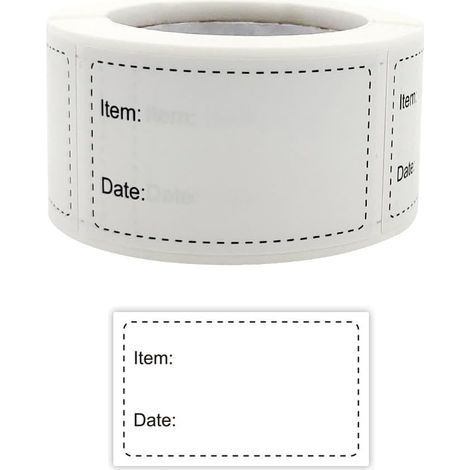 Un lot de 250 étiquettes adhésives inscriptibles, blanches, 35cm, adaptées au rangement en cuisine et à la préparation des aliments. (1/5)