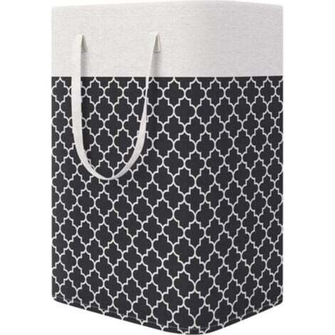 Panier à linge pliable et étanche avec longue poignée, bac à linge durable, panier de rangement pour jouets de chambre à coucher, salle de bain, dortoir, 75 L, gris