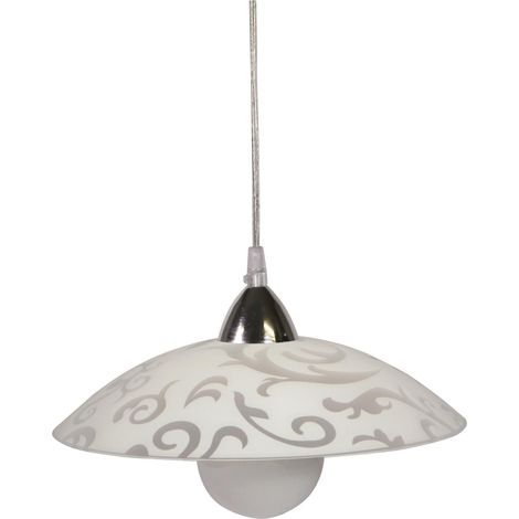 Sospensione D30 1xE27 Montatura Cromo-Trasparente Vetro Lastra Bianco E-Energy Melissa