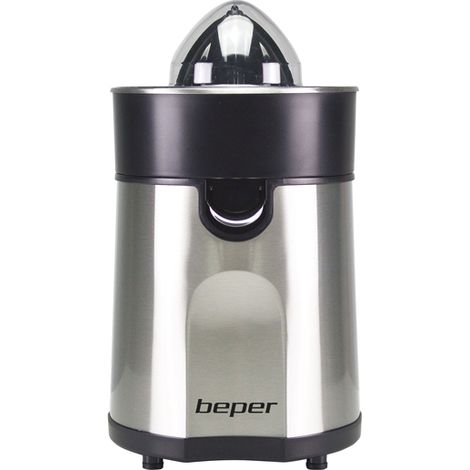 BEPER P102EST001 Spremiagrumi Elettrico con Corpo in Acciaio - Spremiagrumi con Beccuccio Antisgocciolamento, Due Coni Inclusi (1/5)