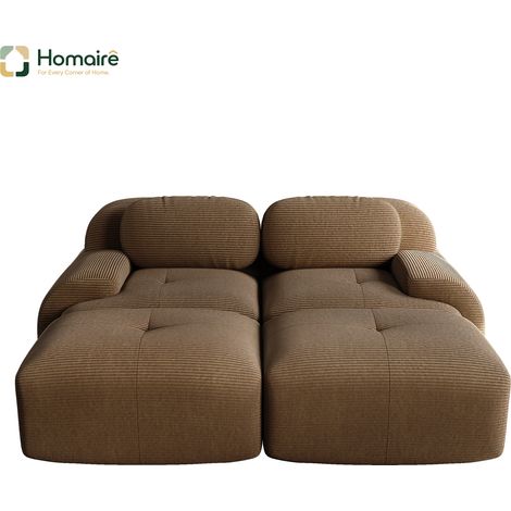 Canapé modulable en velours côtelé marron avec accoudoirs 208 x 178 x 75 cm HOMAIRE (1/4)