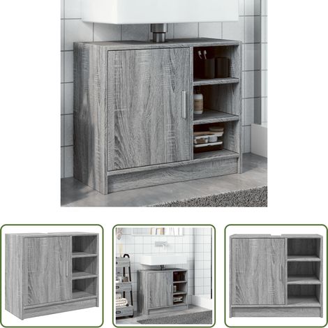 vidaXL Rangement salle de bain -  Armoire d'évier sonoma gris 63x29x55 cm bois d'ingénierie (1/5)