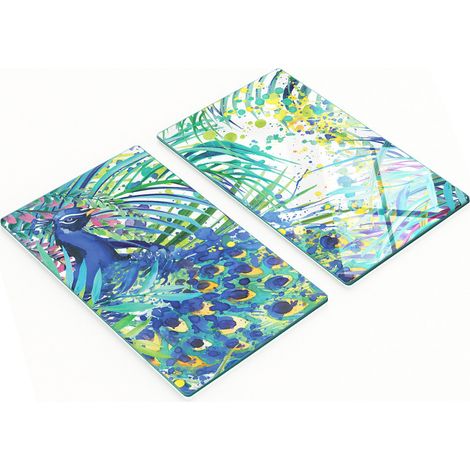 Tablas decorativas multifuncionales de cocina con dise帽o de pavo real, 2x30x52 cm.