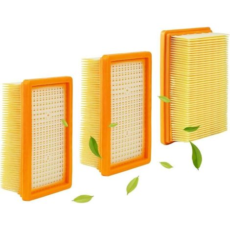 3 Pièces Filtre Aspirateur pour Karcher Kit, pour Karcher WD4/WD5/WD6/MV4/MV5/MV6 Filtre Remplacement, Filtres Plissés Plats, pour Poussière/Odeurs Filtre (1/4)
