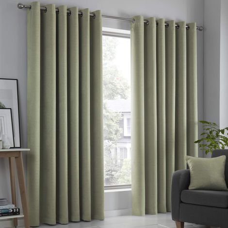 Rideaux Verts 229 x 183 cm - 2 Panneaux - Rideaux à œillets en Vert Sauge - Rideaux Thermiques pour Chambre/Salon - Rideaux et tentures Sauge - Rideaux de Porte - Collection Strata (1/5)