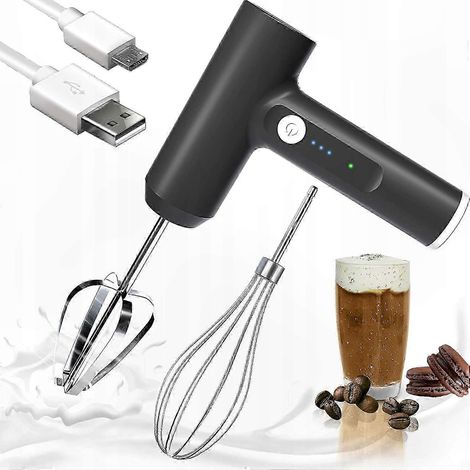 Schwarzer 20-Watt-Elektromixer, USB-betrieben, zum Backen und Kochen (1/5)