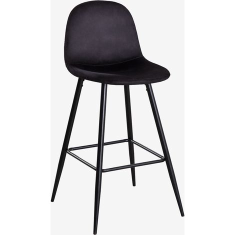 SKLUM Packung mit 2 hohen Hockern aus Glamm-Samt  ↑75 cm       Schwarz  Schwarz                         (1/5)