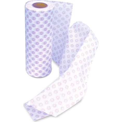 Salviette universali, perforate, in viscosa, 40 pezzi per rotolo, 25 x 40 cm, bianche, con stampa colorata, assorbenti, morbide, resistenti (1/3)