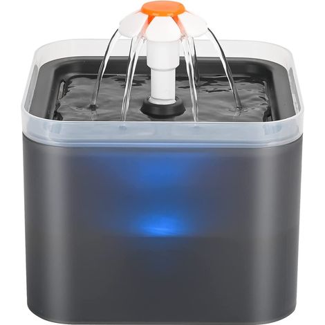 Fuente de agua para gatos, dispensador ultrasilencioso con luz LED, 2 l, con filtro de carbón activado y bomba de agua (gris) (1/5)