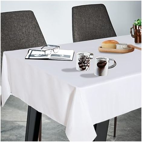 Nappe 140 x 200 cm En Polyester Lavable Résistant Aux Taches Et Aux Plis - Housse De Table Décorative À Manger - Buffets Et Camping (1/5)