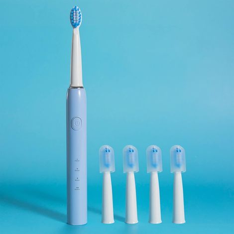 Brosse à dents portable avec 4 têtes de rechange, brosse à dents électrique de voyage, nouvelle brosse à dents électrique silencieuse pour la maison, cadeau-AquaForge