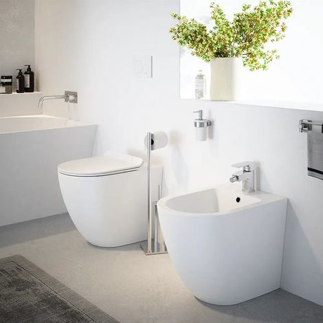 Sanitari filomuro in ceramica bianco lucido vaso tornado silent flush sedile soft close e bidet Sydney