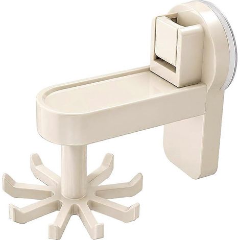 Étagère à ustensiles de cuisine avec 8 crochets rotatifs et bras de rangement supérieur, sans perçage, compatible avec spatules, louches, éplucheurs, etc. (1/5)