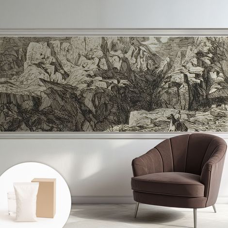 Tapete Vliestapete mit Kleber- abwaschbar - Raumgestaltung Schlafzimmer Wohnzimmer Tapete Berglandschaft 250x104 cm (1/5)