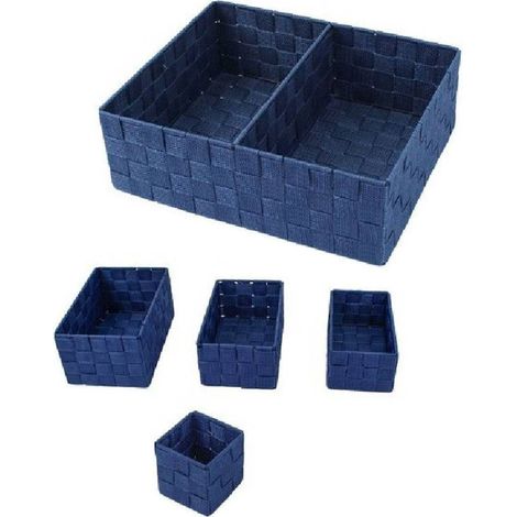 Trade Shop - 11 Cajas Modulares De Tela Baño Organizador Armarios Cajones Estantes 79082 Azul - (1/2)