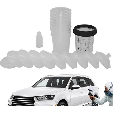 Pistolet à peinture pour voitures, bol mélangeur de peinture de voiture et kit de liner, gobelet de pistolet pulvérisateur, pot de peinture universel sans lavage, pot supérieur 400 ml, outil mélangeur (1/5)
