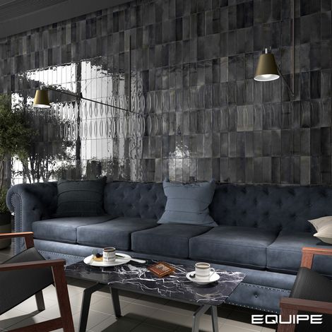 Carrelage mural faïence effet rustique THANGLONG Arco 20x6.5cm Black ash - Brillant - boîte de 0.50 m2 Arco 20x6.5 cm Black ash - Brillant / Poli - b (1/3)