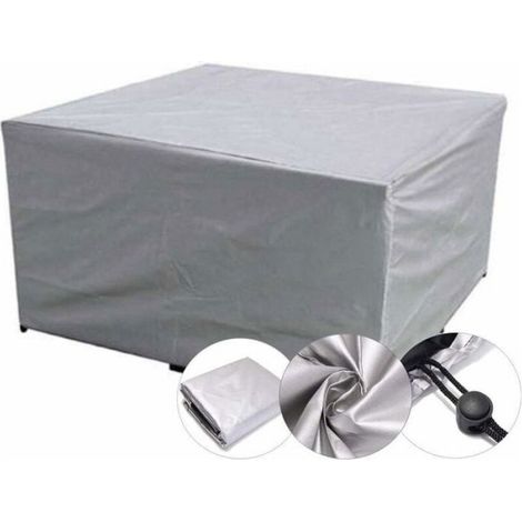 Housse de mobilier d'extérieur,bache imperméable coupe-vent anti-UV,Housse de protection rectangulaire en tissu Oxford 210D argent (1/5)