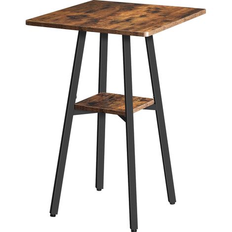 Table de Bar carrée à 2 Niveaux, Table Haute avec Rangement, Montage Facile, pour Cuisine, Salon, Salle de réunion, Marron Rustique et Noir EBF51BT01 (1/5)