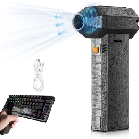 Plumero de aire eléctrico  , ventilador turbo de 130.000 RPM, soplador de aire seco portátil con batería integrada de 8000 mAh para el hogar, el jardín, las hojas, el exterior, el coche, la computador (1/5)