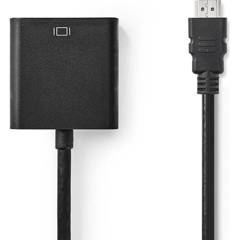 Adaptador vga conector hdmi vga hembra 15p 35 mm hembra niquelado recto pvc negro caso