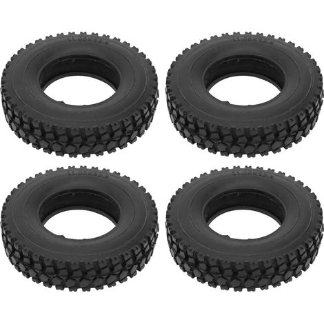4 Pièces Pneus à Motif Pierre Concassée 20mm pour Camion Tracteur Tamiya 1/14 Voiture RC Noir (1/5)