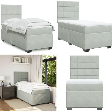 Boxspringbett mit Matratze Hellgrau 80x200 cm Samt - Boxspringbett - Samtbett - Doppelbett - Bettgestell - Matratze - Home & Living (1/5)
