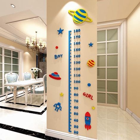 Règle Murale de Croissance Enfant avec Motif Planètes - Mesure de Taille Décorative pour Chambre Bébé (1/5)