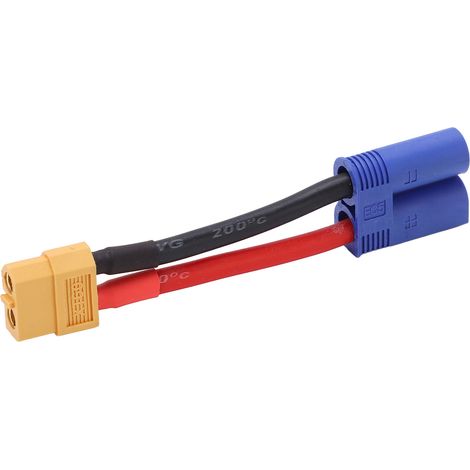 Câble souple en silicone flexible XT60 femelle vers EC5 mâle pour modèles RC voiture, avion, bateau (1/5)