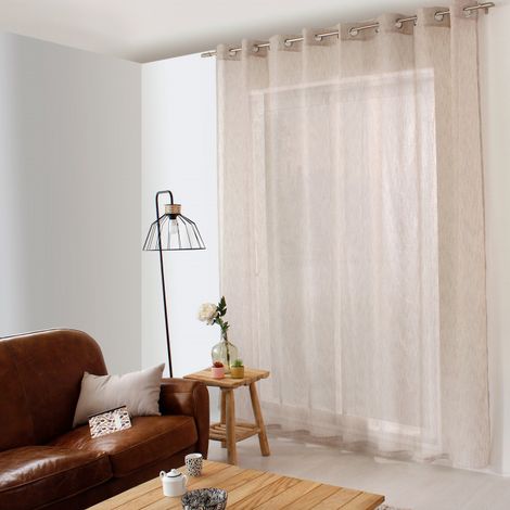 Homemaison – Voilage effet lin 300x240cm – 100% polyester – Finition œillets – Pour fenêtres larges et hautes (1/5)