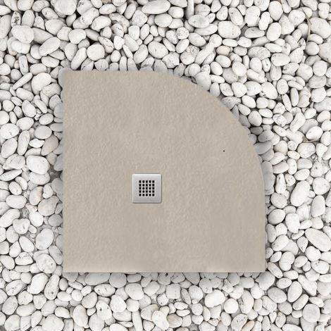 Duschwanne 80x80 cm Halbrund Vulcano Line Slim Moka RAL 1019 Aus Kunstharz und Marmorpulver Mit freiem Abfluss - FRASCIO