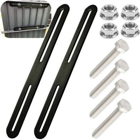 Kit de support de boîte aux lettres 215 x 24 mm. 2 kits pour fixer les boîtes aux lettres aux portails ou aux clôtures (noir, 215 mm). (1/4)