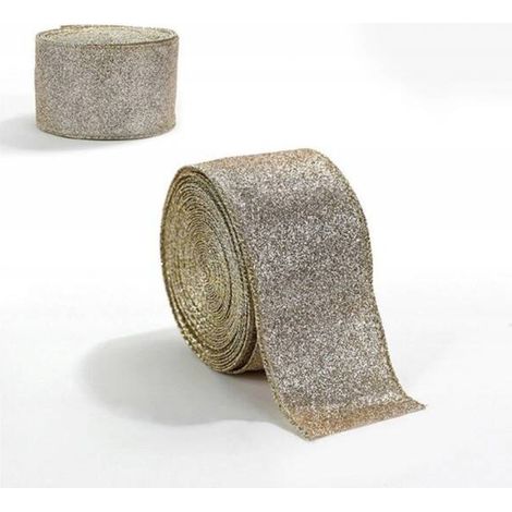 Nastro natalizio ECARLA 5cmx2m Oro decorativo KSN137 (1/2)