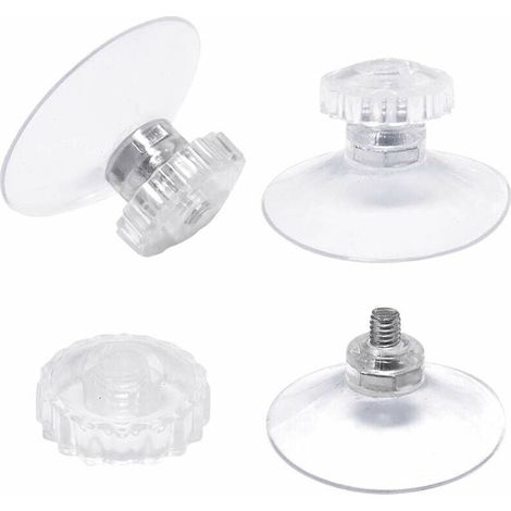 Pack de 30 Ventosas con Rosca y Tuercas Moleteadas Ø 45 mm, Transparentes, para Coche, Camping, Ventana, Parasol (1/4)