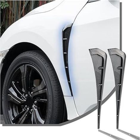 2 piezas de toma de aire decorativa para coche, rejilla de ventilación de entrada de aire lateral para coche, cubierta decorativa de entrada de aire para capó de coche (fibra de carbono) (1/5)