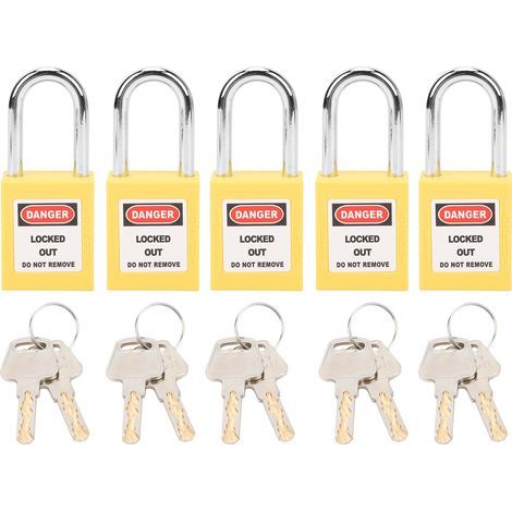 5 ensembles de verrouillage de verrouillage de 38mm, isolation LOTO en Nylon PA en acier pour le transport logistique de l'énergie nucléaire, jaune (1/5)
