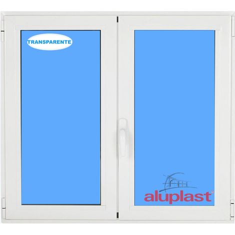 Ventana PVC 1200x1200 Blanca 2 Hojas Oscilobatiente Vidrio Transparente (1/5)