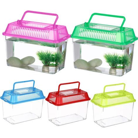 5 Pièces Boîte Alimentation Plastique, Habitat Ventilé Portable, Pour Tortues, Poissons, Petits Animaux (1/5)