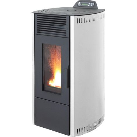 Pelletofen 8,7 kW 240 m³ in ovaler Ausführung Weiß (1/2)