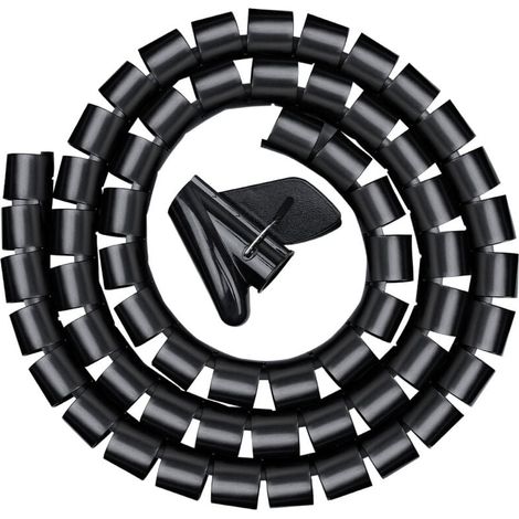 Goulotte de câbles 3,0 m, gaine spiralée flexible pour bureau, gaine spiralée pour câble de 20 mm, noire (1/3)