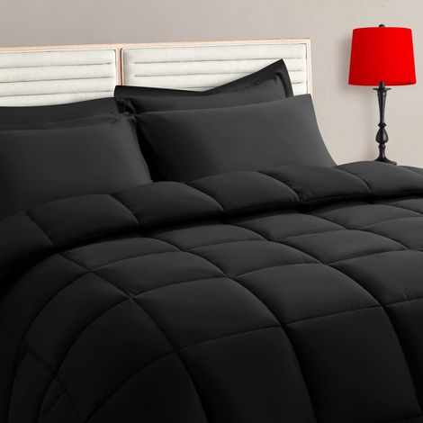 Parure de lit 7 pièces Bed in a Bag avec Couette réversible Douce, matelassée, Chaude et Moelleuse pour Toutes Les Saisons, Drap Plat, Drap-Housse, 2 taies d'oreiller (1/5)