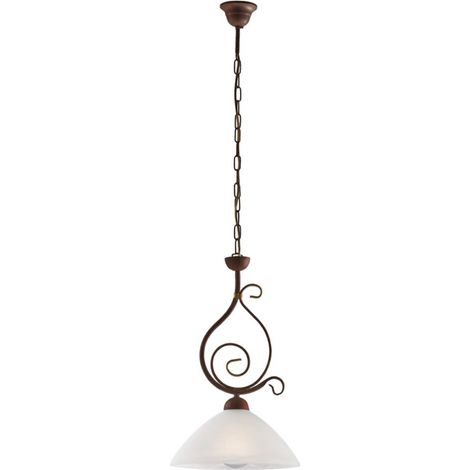 Lampadario Rustico Faraone 1 Luce Marrone e Bianco LuceArt Classic (1/5)