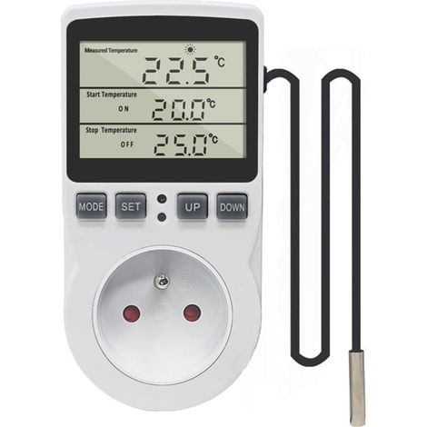 [NON UTILIZZATO] Presa per termostato digitale per regolatore di temperatura 220V - Riscaldamento e raffreddamento con sonda - Presa per regolatore di temperatura LCD