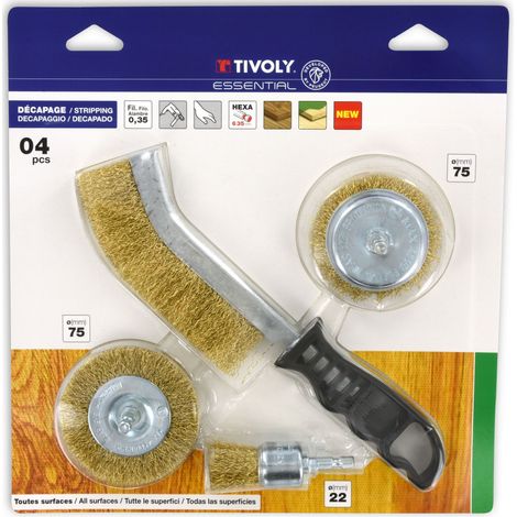 Tivoly • 3 Brosses Hexa pour Bois + 1 brosse main ergo (1/3)