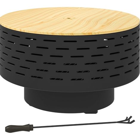 Brasero 3 en 1 Ø60 x 39 cm de acero inoxidable con parrilla, cortavientos y atizador HOMVRA (1/5)